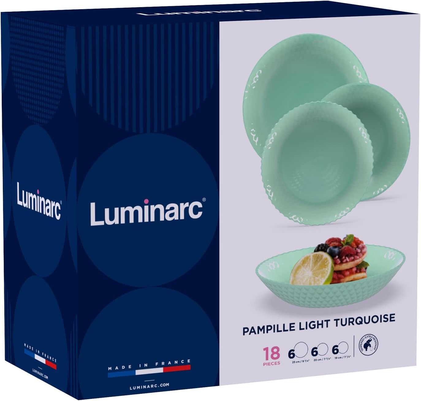 Servizio stoviglie Pampille Turquoise Opal, 18 pezzi - 6 persone, turchese