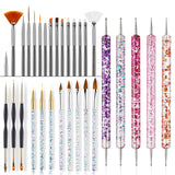 31 Stück Professionale Nagel Pinsel Set, Nagelpinsel a doppia estremità, Pinsel Für Gelnägel, Penna acrilica per nail art, Strumenti per punteggiare nail art, Pennello per unghie per il design del salone di pittura fai da te