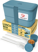 Portapranzo Umami per adulti, Bento Box impilabile a tenuta stagna con 4 posate e scomparti, Portapranzo per adulti, Contenitore per insalata da asporto, Portapranzo da picnic/ufficio, Grigio antracite, 1500 ml