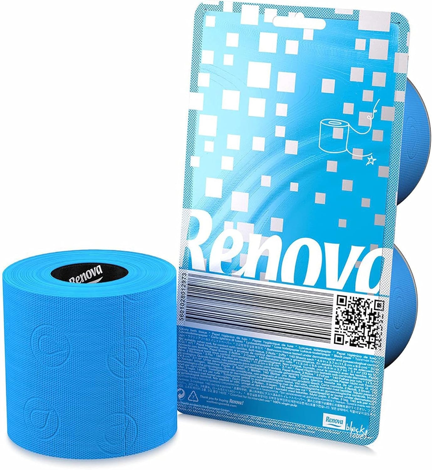 Carta igienica RENOVA, blu, confezione regalo, 2 rotoli (200064206)