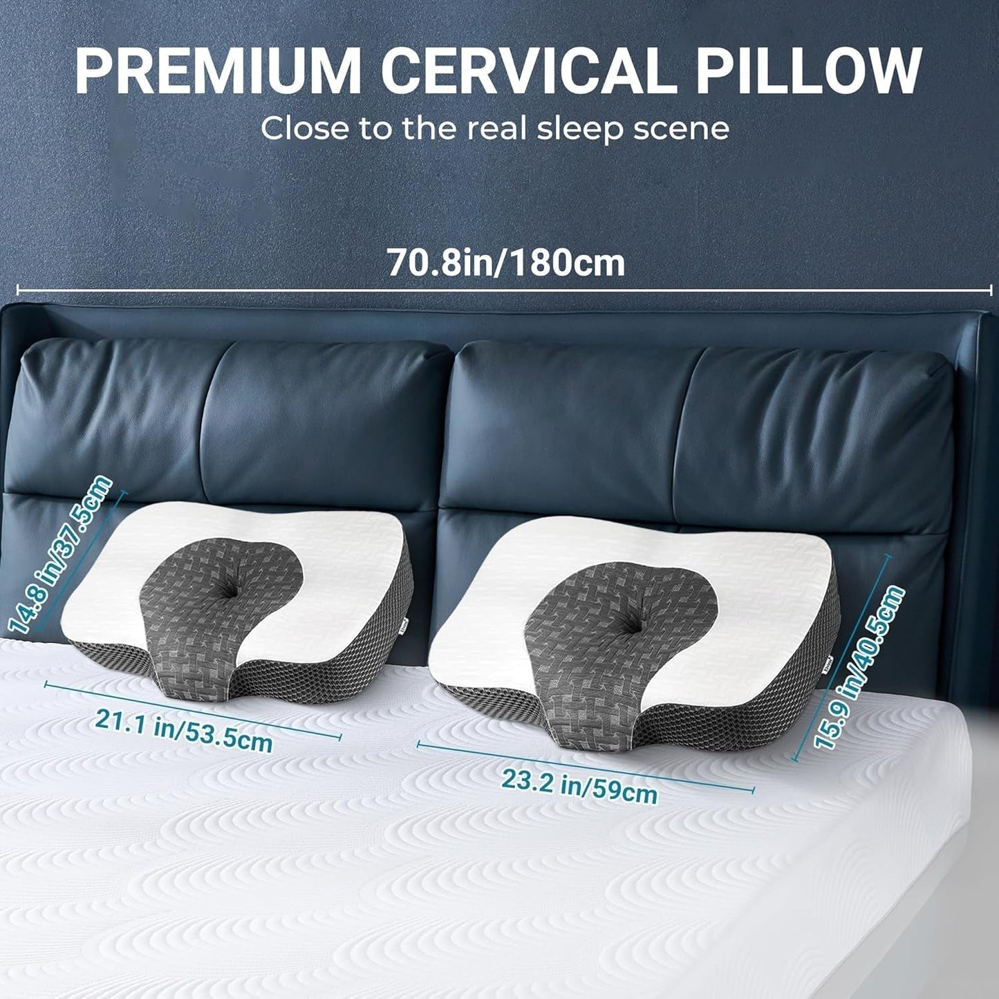 Elviros Cuscino ortopedico in Memory Foam Cuscino per dolori al collo Cuscino per dormire Cuscino ergonomico per il collo Cuscino di supporto per il collo Cuscino antirussamento per chi dorme sul fianco Cuscini ortopedici cervicali bianchi Naty Shop