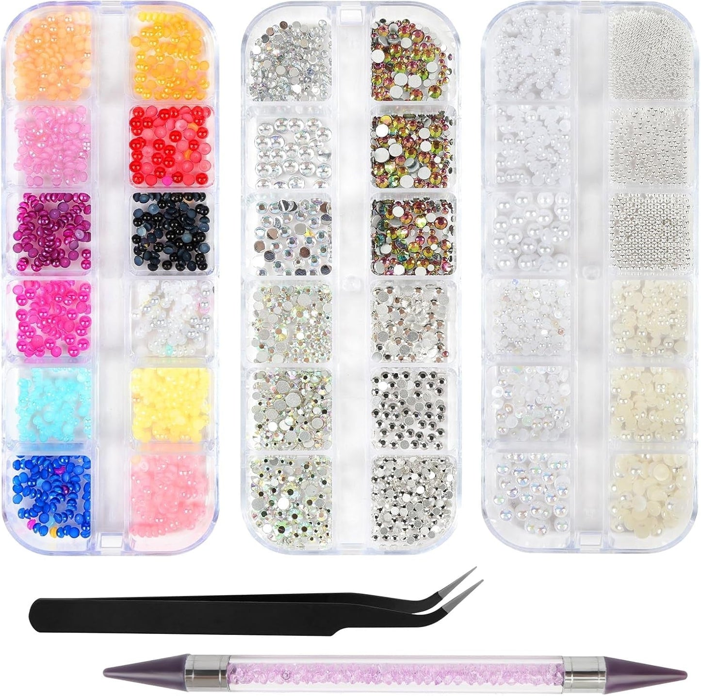 Harz Strasssteine ​​​​4200 pezzi strass Kristalle 1Mm-5Mm Gemischte Kinder Bastelsachen Kit con strass con picking Pinzette e Stift Für DIY Nägel Kleidung Kunsthandwerk Gemischt Becher Party (A)