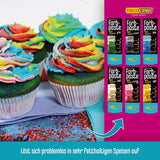 Decocino Pasta colorante liposolubile Set da 6 - 6 x 15 g - Coloranti alimentari in rosso, bianco, verde, giallo, blu e nero, ideali per colorare torte, fondente e creme - Senza azo e glutine