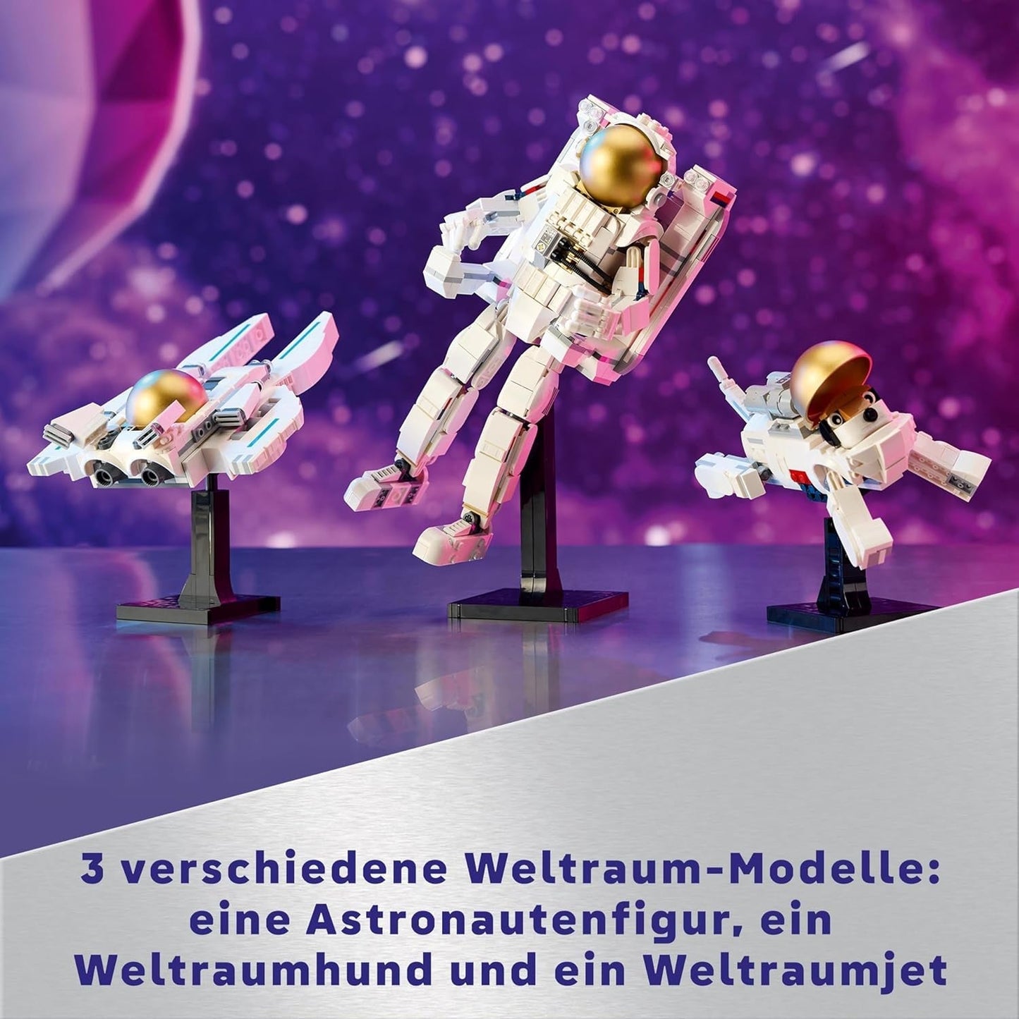 LEGO Creator 3In1 Giocattolo Astronauta Spaziale, Kit Modello di Cane e Astronave per Bambini, Decorazioni per l'Asilo, Regalo Creativo per Ragazzi e Ragazze di 9 Anni 31152 Set di Costruzioni Besuche den LEGO-Store
