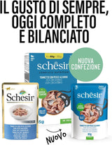 , Tonno con pesce azzurro in gelatina, alimento umido completo per gatti, in busta, con aggiunta di vitamine, 100% naturale, 6 x 85 g