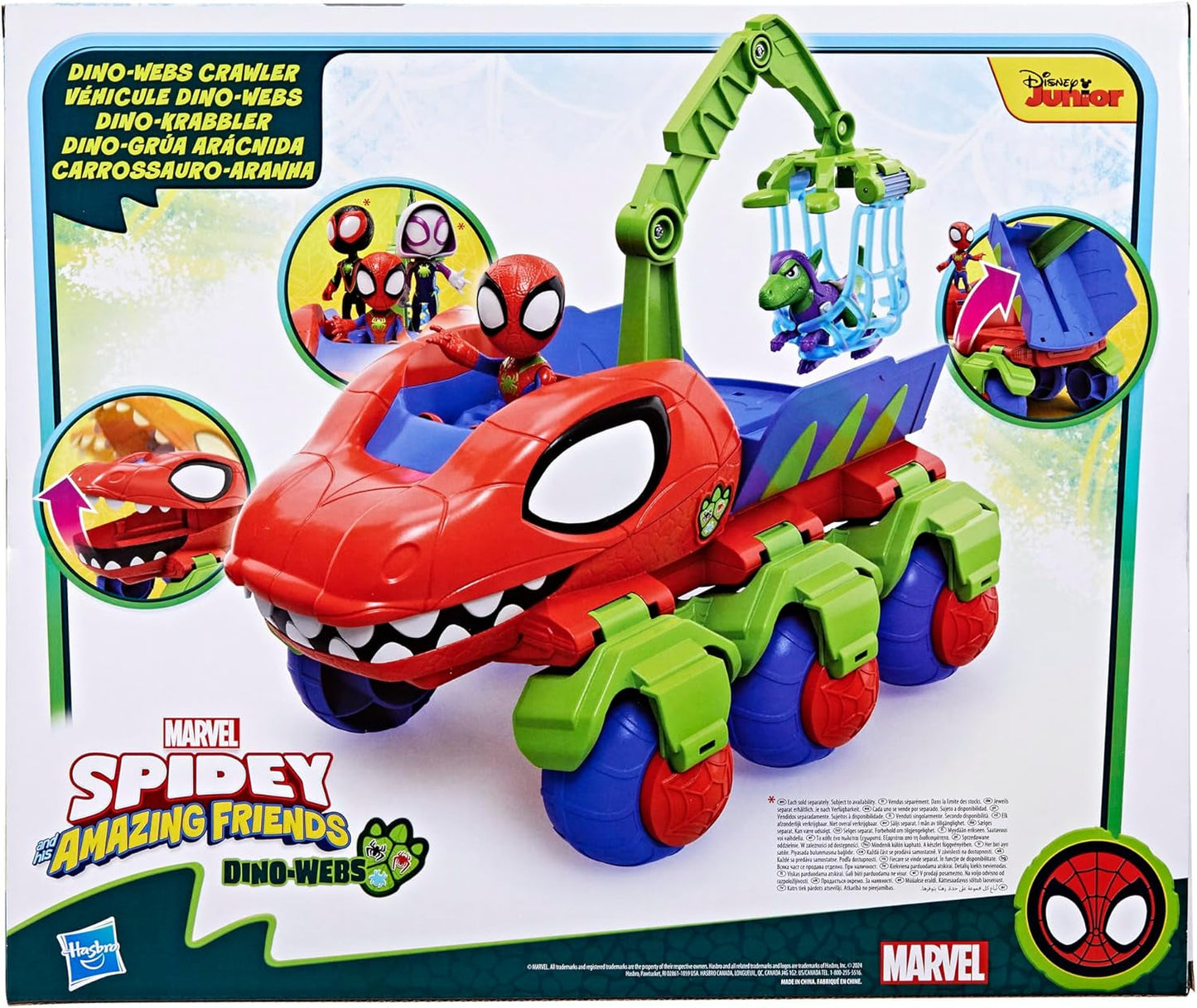 Marvel Spidey e i suoi super amici Dino Crawler Supereroe Playset con personaggi Spidey e Dino e giocattolo da trasporto per bambini dai 3 anni in su Action Figure Naty Shop