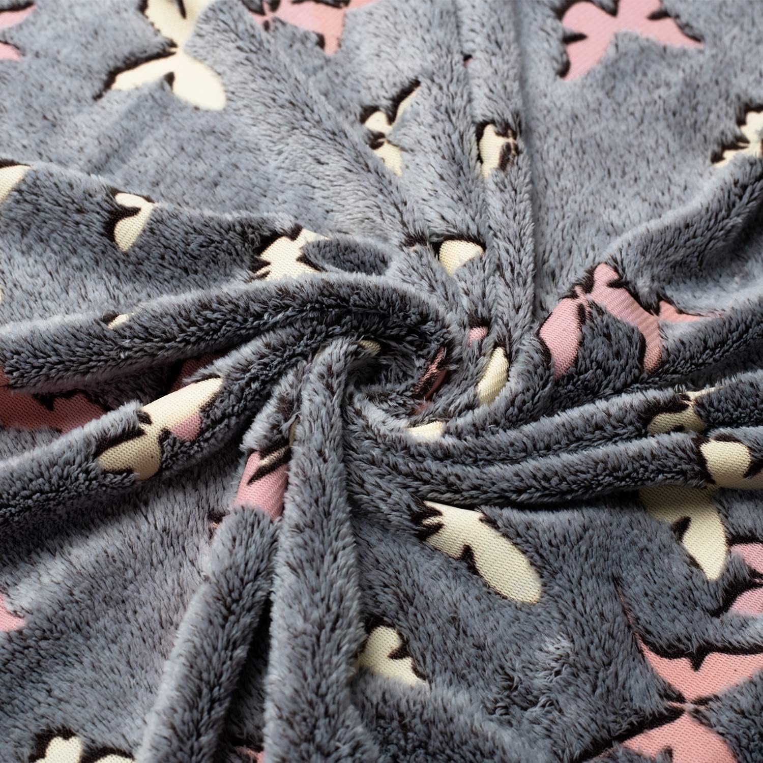 Kanguru Copriletto Glow Coperta Glow in the Dark Coperta Farfalla Coperta Morbida 130X150Cm Copridivano Luminoso. Coperta per bambini Glow in the Dark, grigia Letti e coperte Besuche den Kanguru-Store