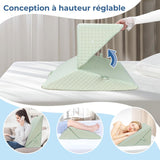 INFANZIA Cuscino a cuneo per letto, Cuscino angolare, Cuscino triangolare, Pieghevole, Memory Foam, Apnea notturna, Reflusso acido, Elevazione delle gambe, Lettura, Verde