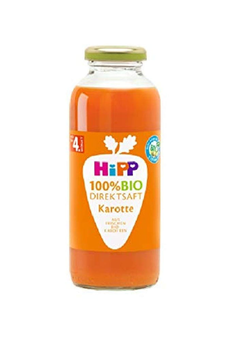 Succo di carota diretto HiPP 100% (6 x 330 ml), da 5 mesi, spremuto direttamente da verdure fresche, ricco di vitamina C, senza zuccheri aggiunti, migliore qualità biologica