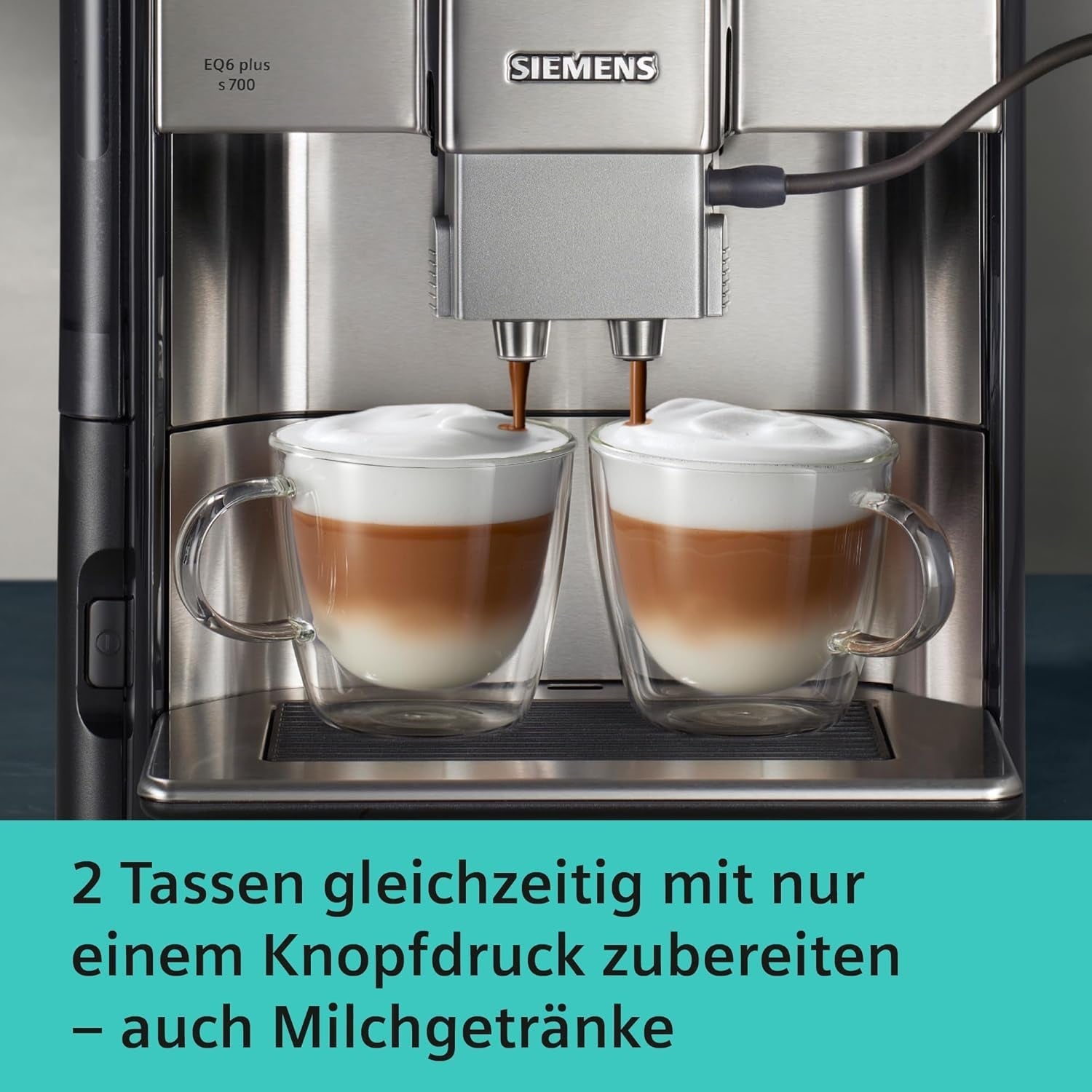 Macchina per caffè espresso automatica Siemens EQ.6 plus s700 TE657503DE, per molte specialità di caffè, montalatte, macinacaffè in ceramica, doppia funzione caffè, anticalcare, pulizia automatica a vapore, 1500 W, acciaio inossidabile