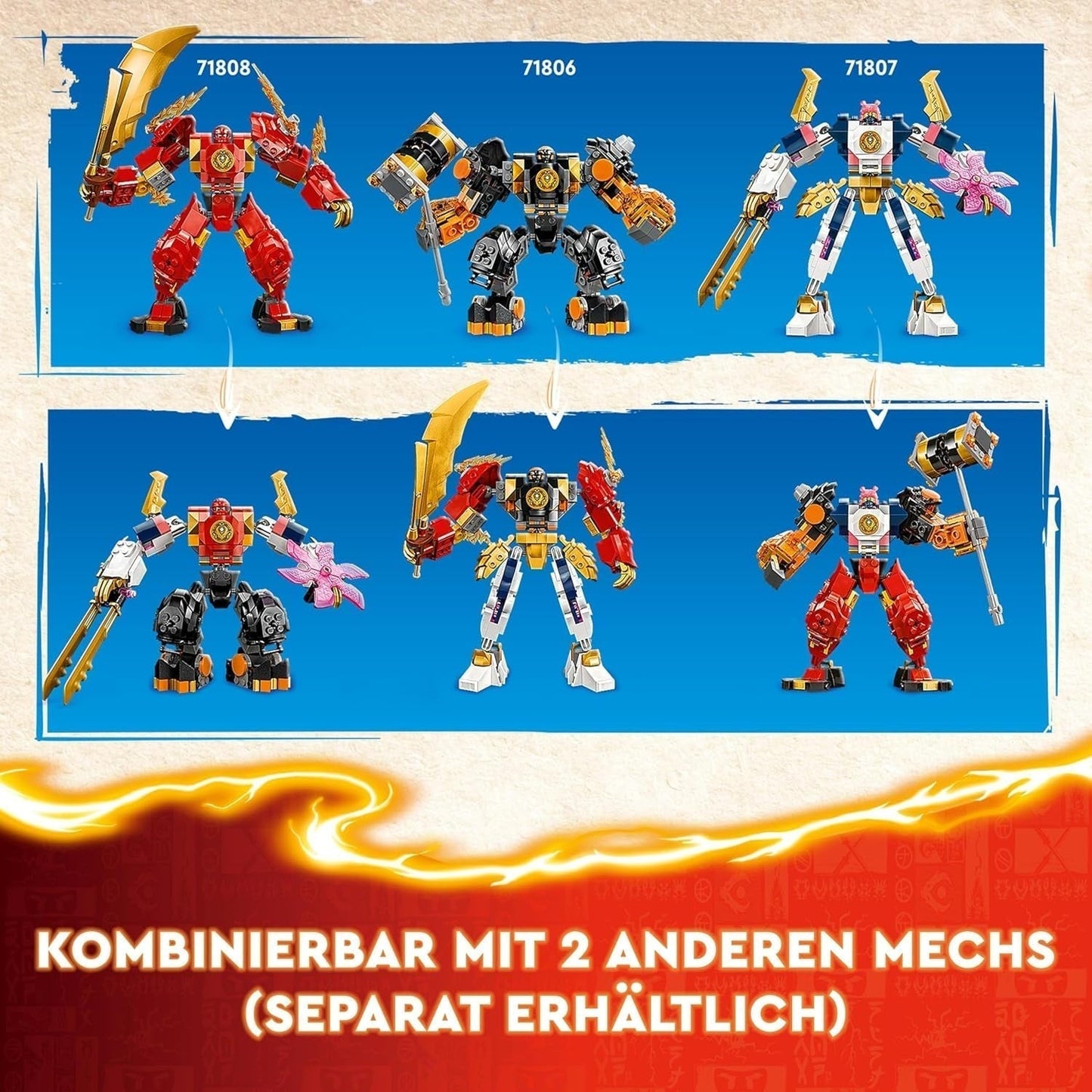 LEGO NINJAGO Kai's Fire Mech Action Figure Giocattolo per Bambini con Figura Mech Rossa Personalizzabile Ninja Set 4 Personaggi Inclusi Kai e Zane, Regalo per Ragazzi e Ragazze di 7 Anni 71808 Set di Costruzioni Beuche den LEGO-Store