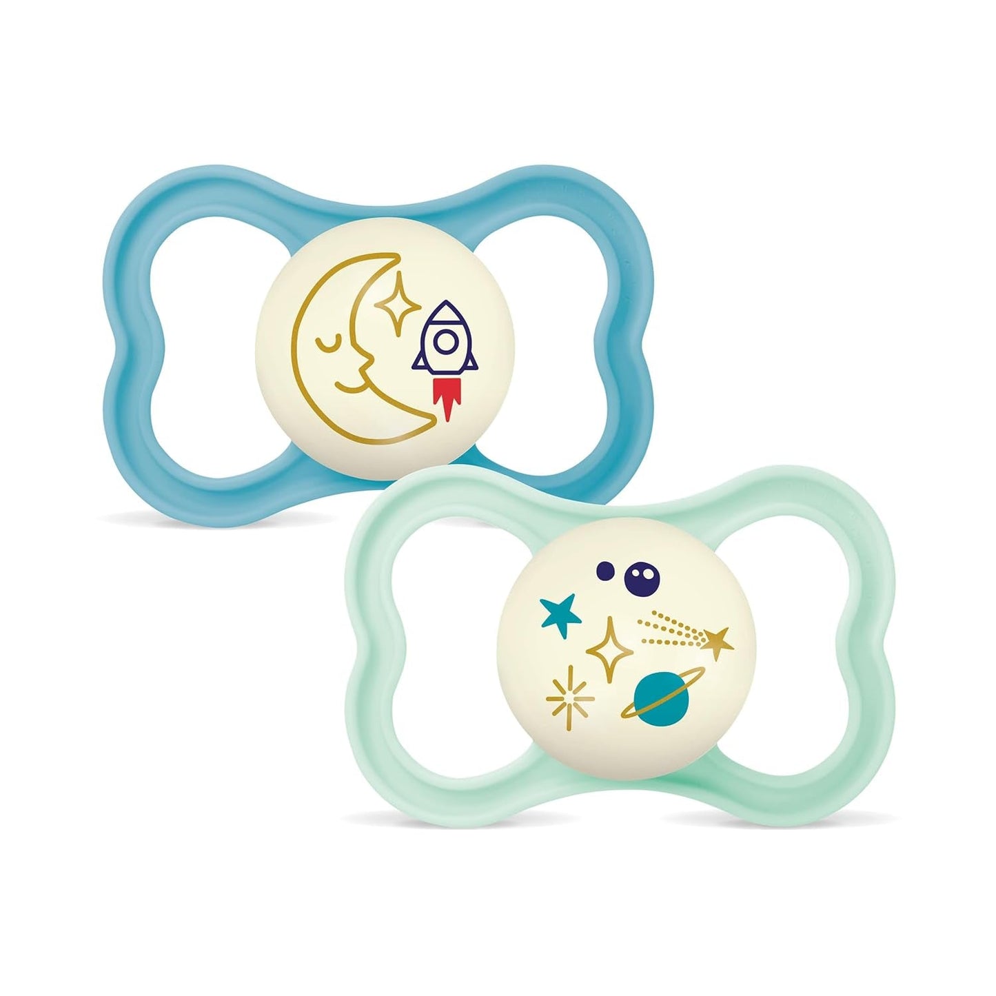 Succhietti in silicone MAM Air, confezione da 2, design extra leggero e arioso, succhietto per bambini adatto ai denti, in silicone speciale MAM SkinSoft con scatola per ciuccio, 6-16 mesi, orsetto/rinoceronte