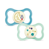 Succhietti in silicone MAM Air, confezione da 2, design extra leggero e arioso, succhietto per bambini adatto ai denti, in silicone speciale MAM SkinSoft con scatola per ciuccio, 6-16 mesi, orsetto/rinoceronte