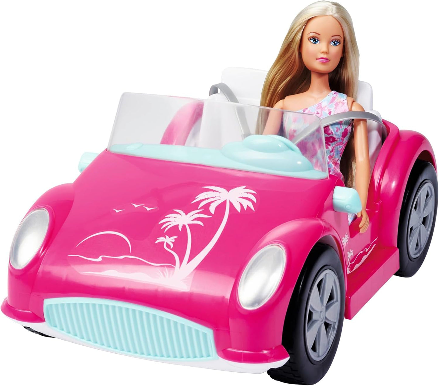 Simba Steffi Love Beach Car Doll in fantastico outfit estivo con passeggino da spiaggia 29 cm, dai 3 anni in su