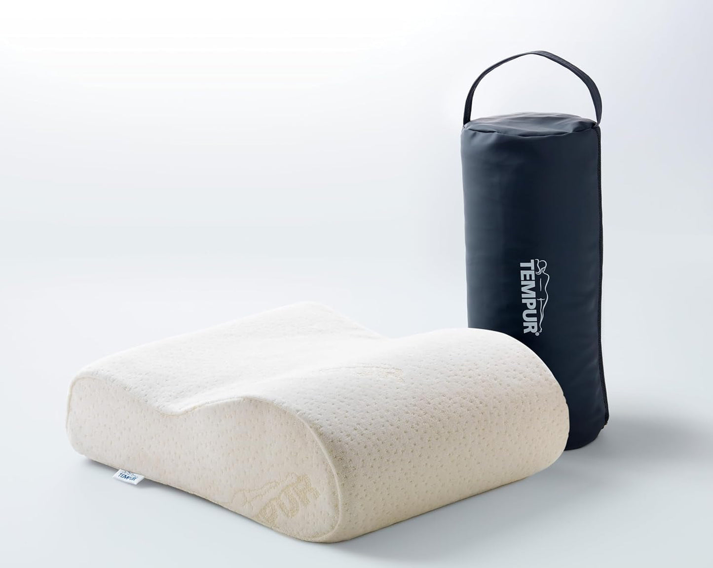 Cuscino da Viaggio Originale TEMPUR, Cuscino in Memory Foam di Lusso per Sostegno del Collo, Fodera Rimovibile e Lavabile (25 x 31 x 10/7 cm)
