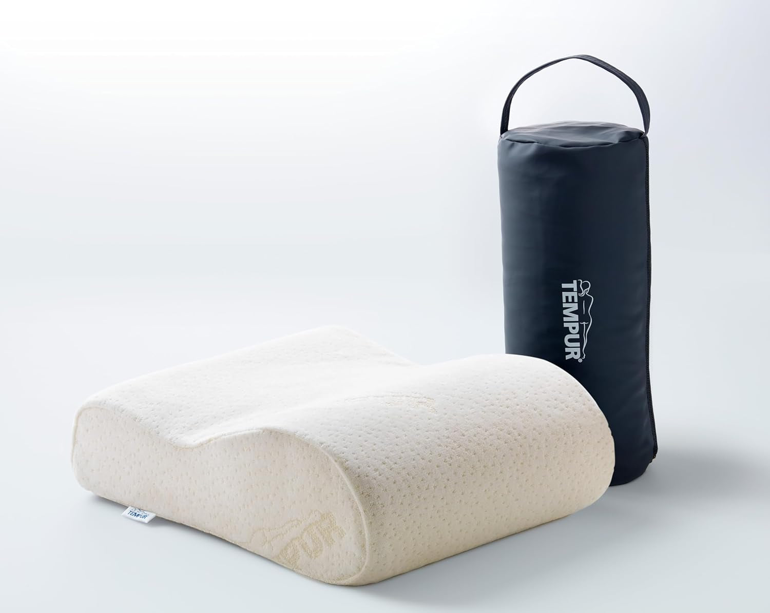 Cuscino da Viaggio Originale TEMPUR, Cuscino in Memory Foam di Lusso per Sostegno del Collo, Fodera Rimovibile e Lavabile (25 x 31 x 10/7 cm)