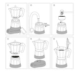 Macchina per caffè espresso Cilio Classico da 6 tazze | elettrico 480 W | Ø 11,5 cm Altezza: 25 cm | alluminio | rosso | piano cottura integrato | con funzione di ritenzione del calore e filtro riduttore | per viaggiare o campeggiare