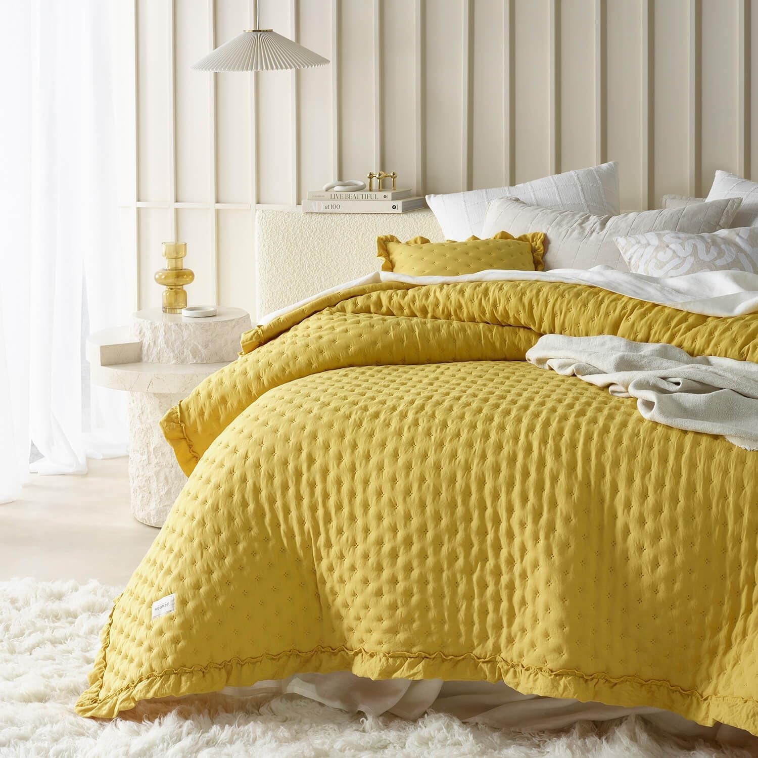 Molly Elegante copriletto in rosa cipria 170 X 210 cm Copriletto versatile come copriletto o divano Coperta per letto e divano Stile coperta Ideale come copriletto Letti e Coperte Besuche den ROOM99-Store Senape 200X220