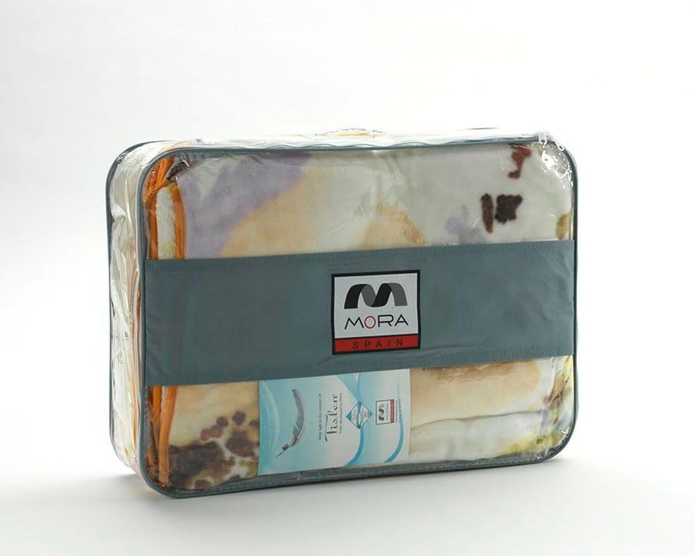 MANTAS MORA Coperta stampata, grande volume, 100% poliestere, 450 G/M², morbida, per autunno/inverno, Design Harmony K60, 260 X 240 cm, per letti da 160/180 cm, blu Piumini e trapunte Naty Shop