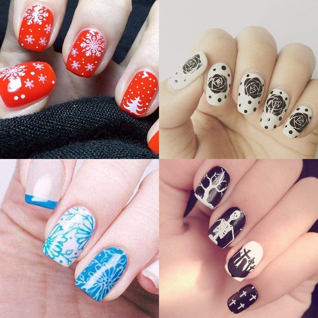 Biutee Nail Stamper 30 Pezzi Set Timbri Unghie Template Unghie Stampi Unghie Animali Fiori Immagini Piastra per timbri unghie con 2 timbri 2 raschietti Accessori per design unghie Timbro per unghie French