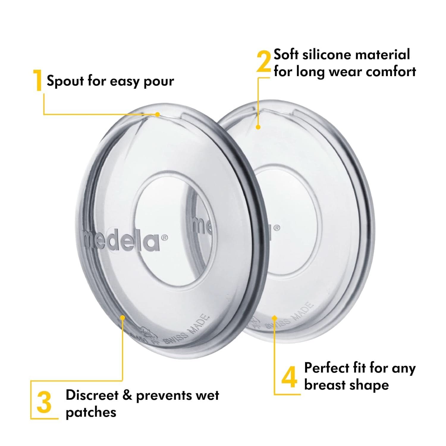Conchiglie Medela Milk Collection - BPA-, Realizzate in silicone morbido e flessibile, Include 2 pezzi Accessori Alimentazione e Allattamento Bebe Naty Shop