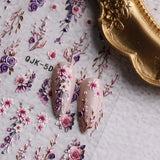 JMEOWIO 3D Nagelsticker Blumen Nail Art Sticker Selbstklebend Nagelaufkleber 5D Stereoscopico Frühling Sommer Dekoration Nageldesign Zubehör 4 Blatt