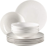 MÄSER 931461 Dalia Servizio da tavola per 6 persone in porcellana per hotel di alta qualità, bianco, set di piatti da 12 pezzi in design vintage, porcellana resistente