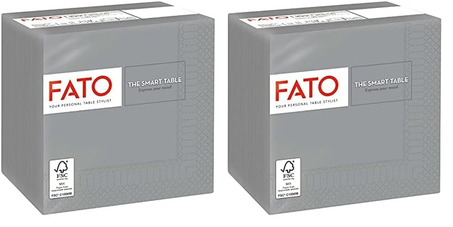 - Tovaglioli di carta usa e getta, Ideale per aperitivi e cocktail, Confezione da 100 tovaglioli, Formato 24X24, Piegato 4 volte, 2 strati, Colore Grigio, Carta di pura cellulosa 100%, Certificato Fsc
