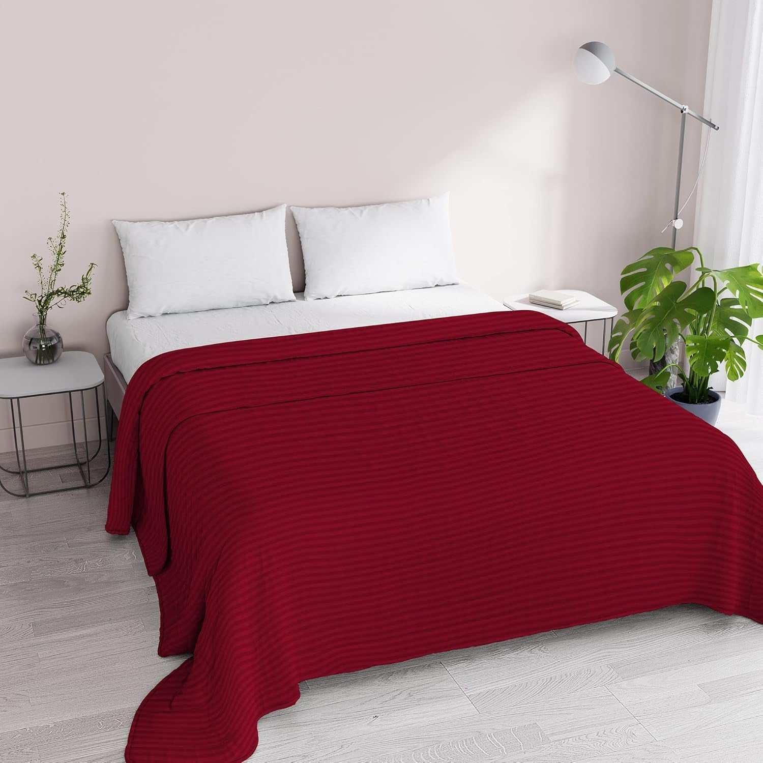 Trapunta estiva Satin Stripes, poliestere, panna, 260X250 Cm Piumini e Trapunte Naty Shop Bordeaux 260X250 Cm