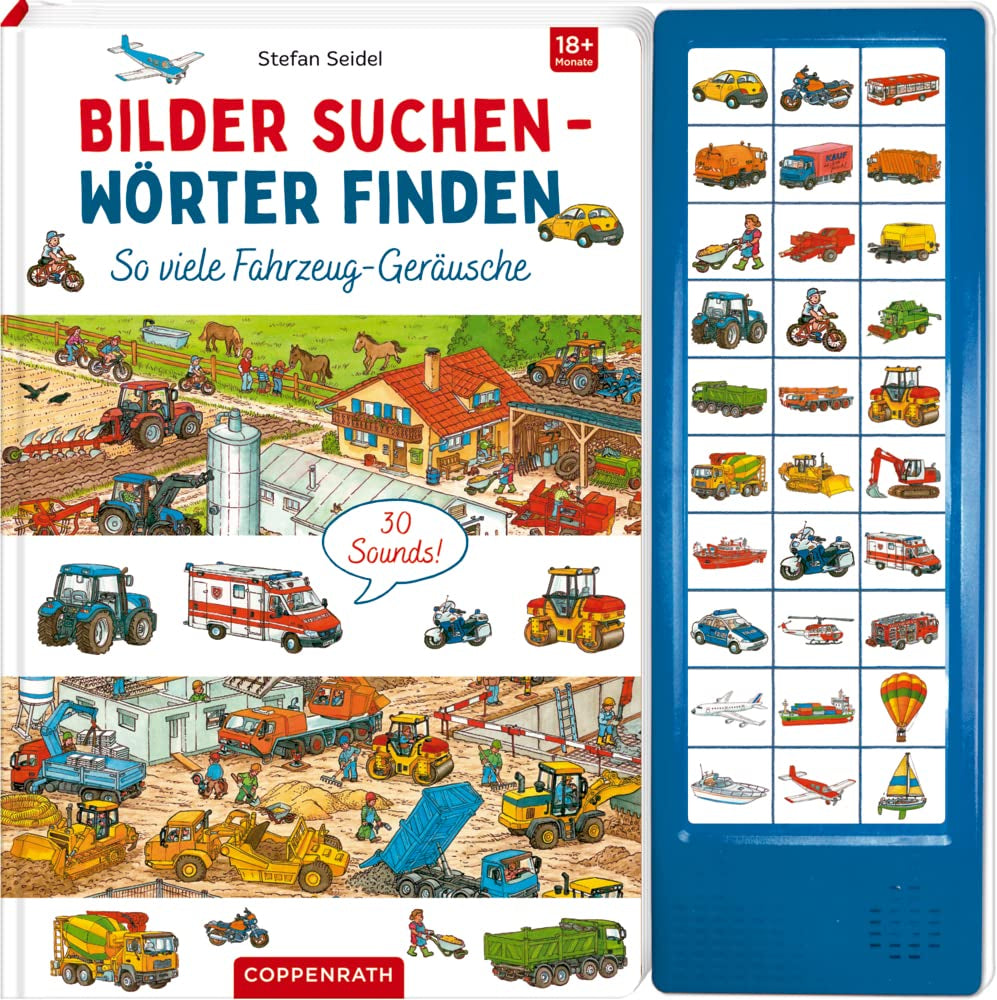Tanti suoni dei veicoli: 30 suoni (cerca immagini - trova parole) Libro del negozio Naty Toys per bambini
