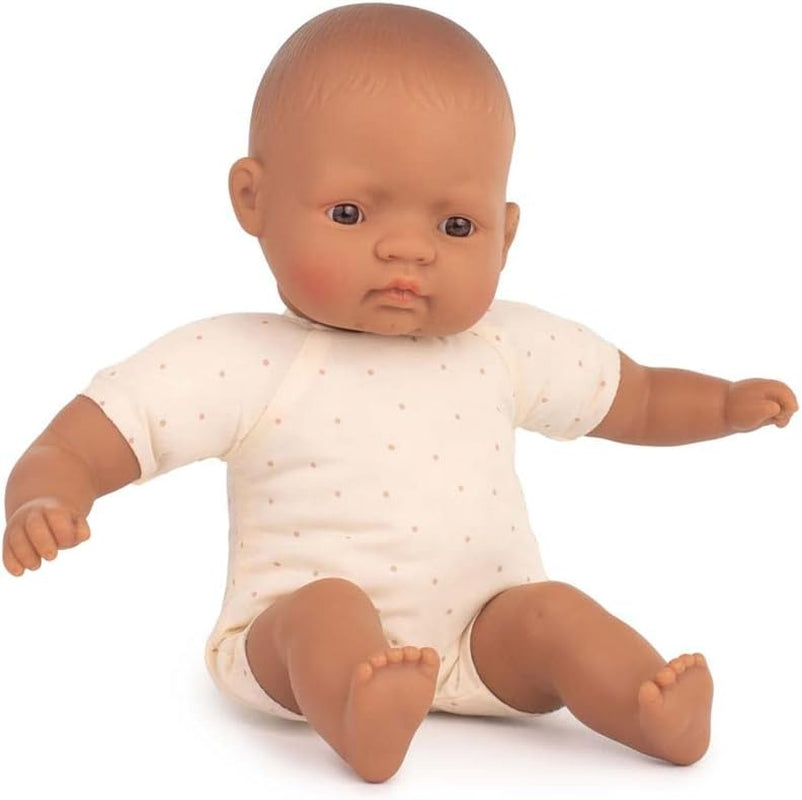 Bambole Miniland: bambola latinoamericana, 32 cm, corpo in tessuto morbido, confezione regalo
