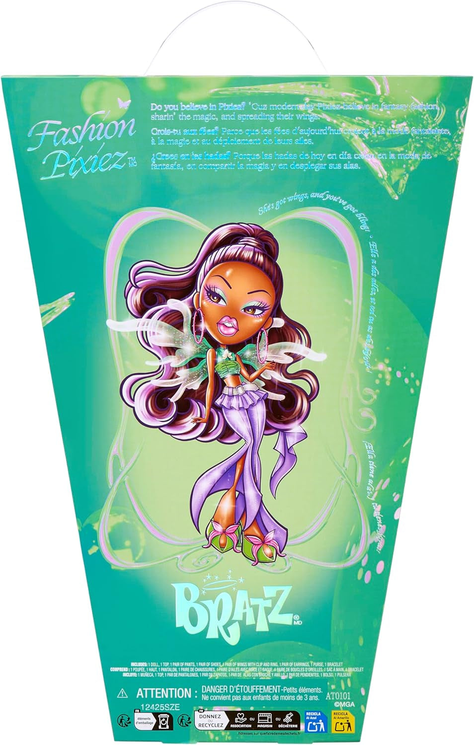 Bratz Fashion Pixiez Sasha Doll - Fantastica bambola da collezione con vera moda e accessori, ali che si trasformano in un anello