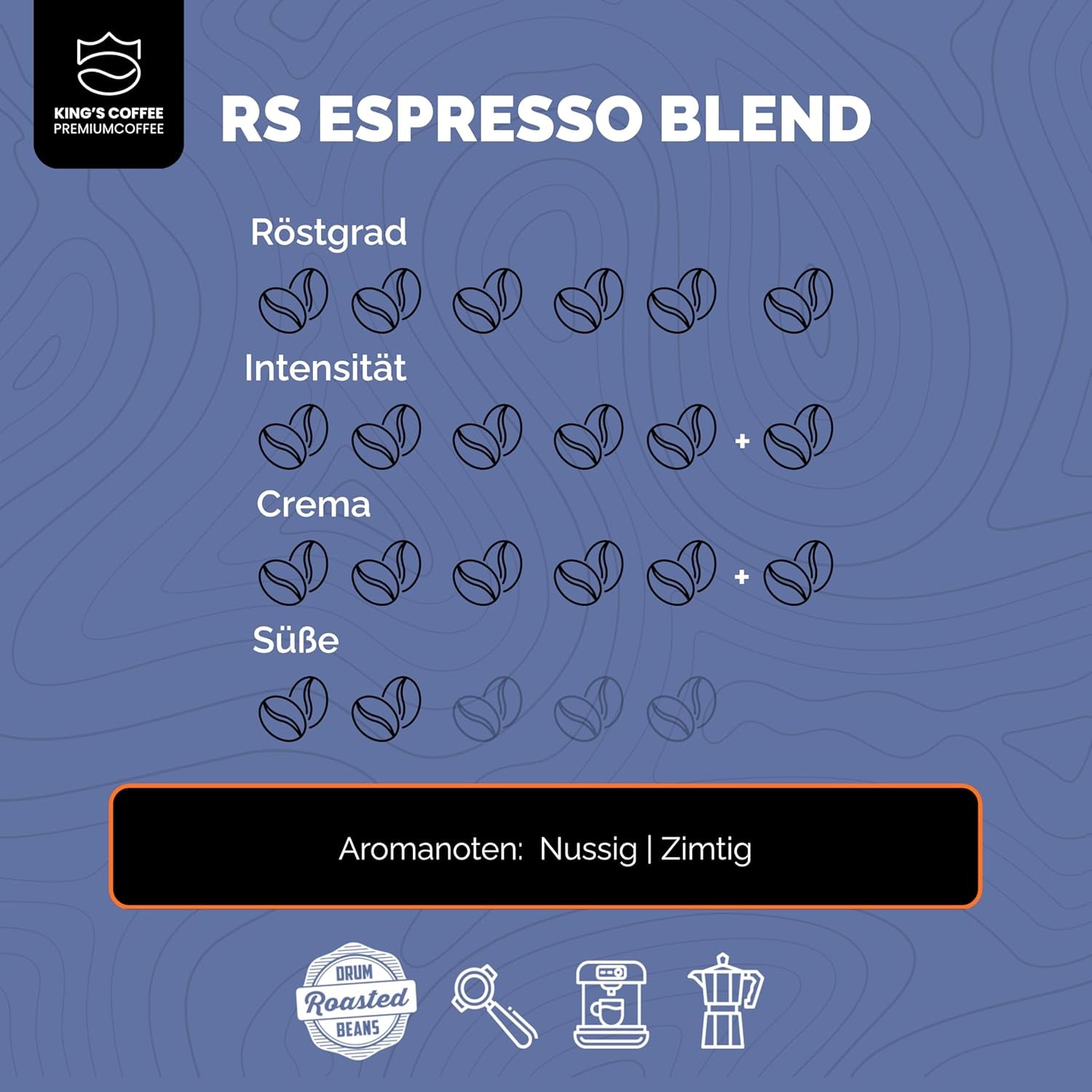 KING'S COFFEE - AMESTEC RS ESPRESSO - 1 kg di chicchi di caffè forti e aromatici - caffè a bassa acidità - caffè in grani interi - torrefazione in piccoli lotti dall'Italia - chicchi di caffè espresso per macchine completamente automatiche e macchine portafiltro