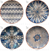 MÄSER 934017 Iberico Blue Servizio da tavola per 4 persone, 12 pezzi, stile moresco, vari design vintage in bianco e blu, ceramica