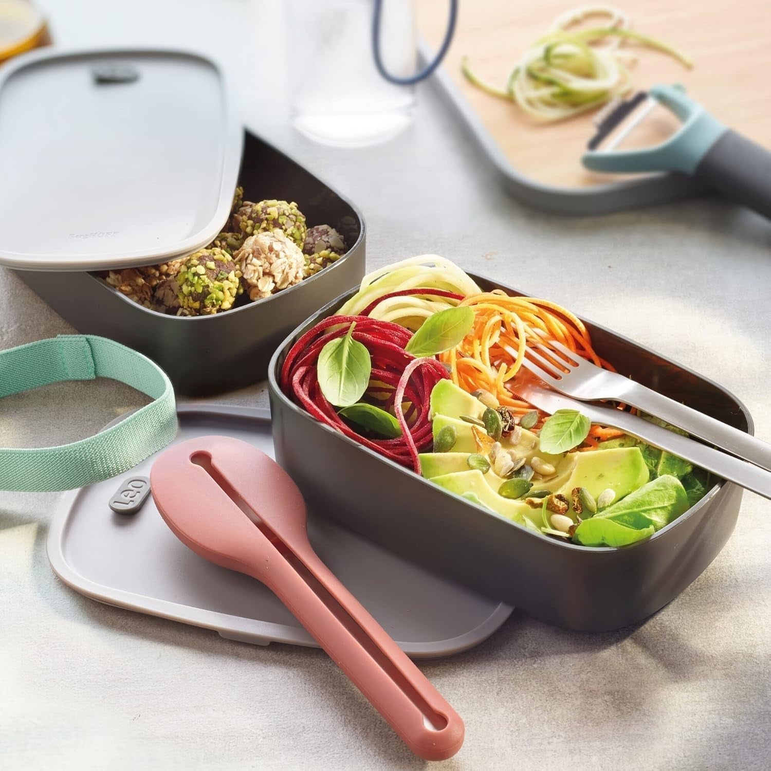 Bento box doppio BergHoff - Leo (set di contenitori per il pranzo 19x12,5x9 cm, due contenitori, resistente al microonde, chiusura ermetica, lavabile in lavastoviglie, ideale per snack/snack/insalata) 3950126 Contenitori per alimenti Naty Shop