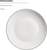 MÄSER Serie Felise, elegante servizio da caffè per 6, senza tempo, bordo nero, porcellana, bianco