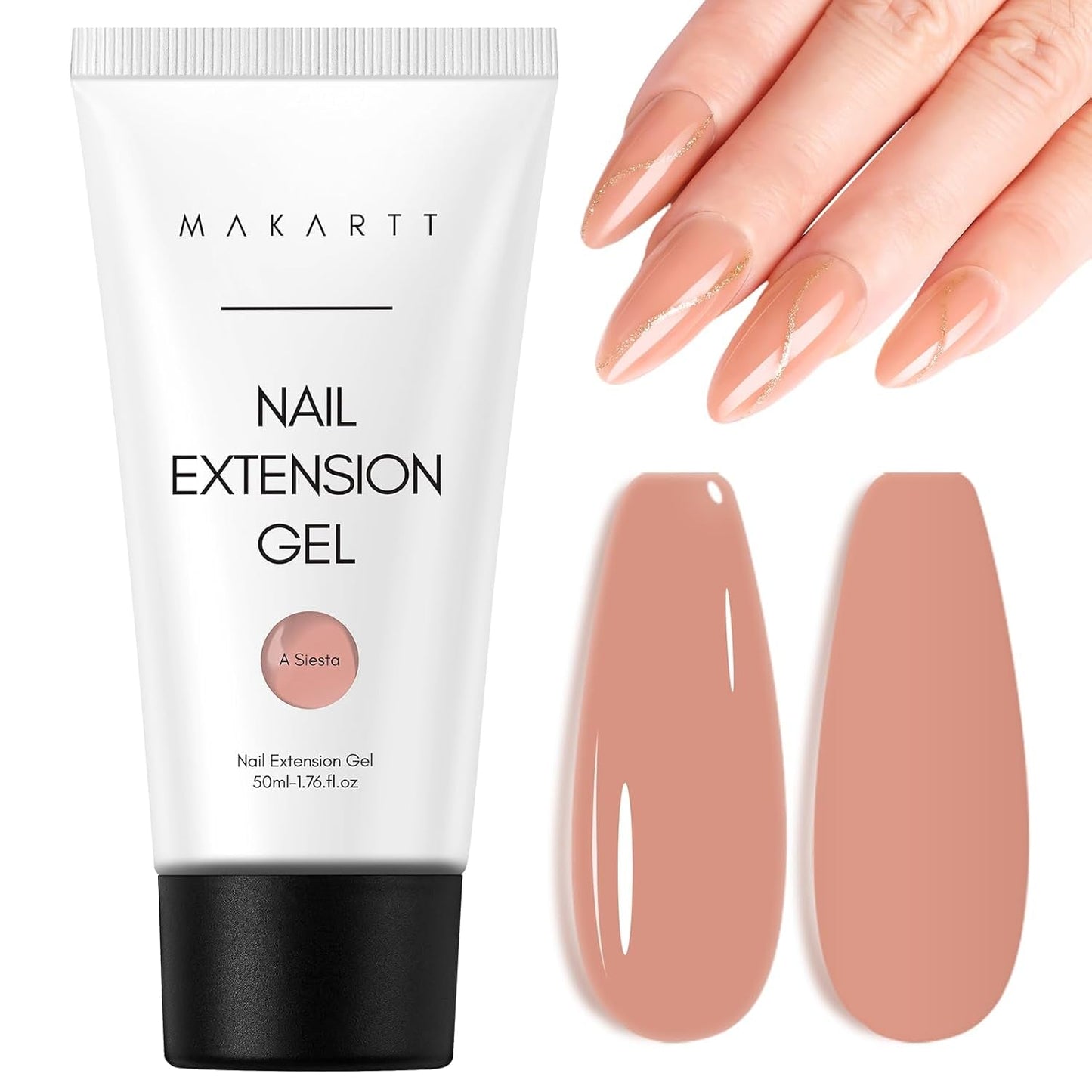 Makartt Poly Nail Extension Gel - 50 ML Extension Builder acrilico Poly Nägel Aufbaugel Extender Gel per gelnägel per Nagelverlängerung, Nagelstärkung, Nail Art Dekoration(Trasparente)