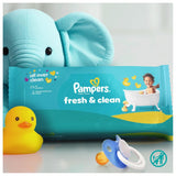 Salviettine umidificate Pampers Fresh Clean, 15 confezioni da 80 salviette, 1200 salviette totali, profumo leggero, adatte anche per mani e viso