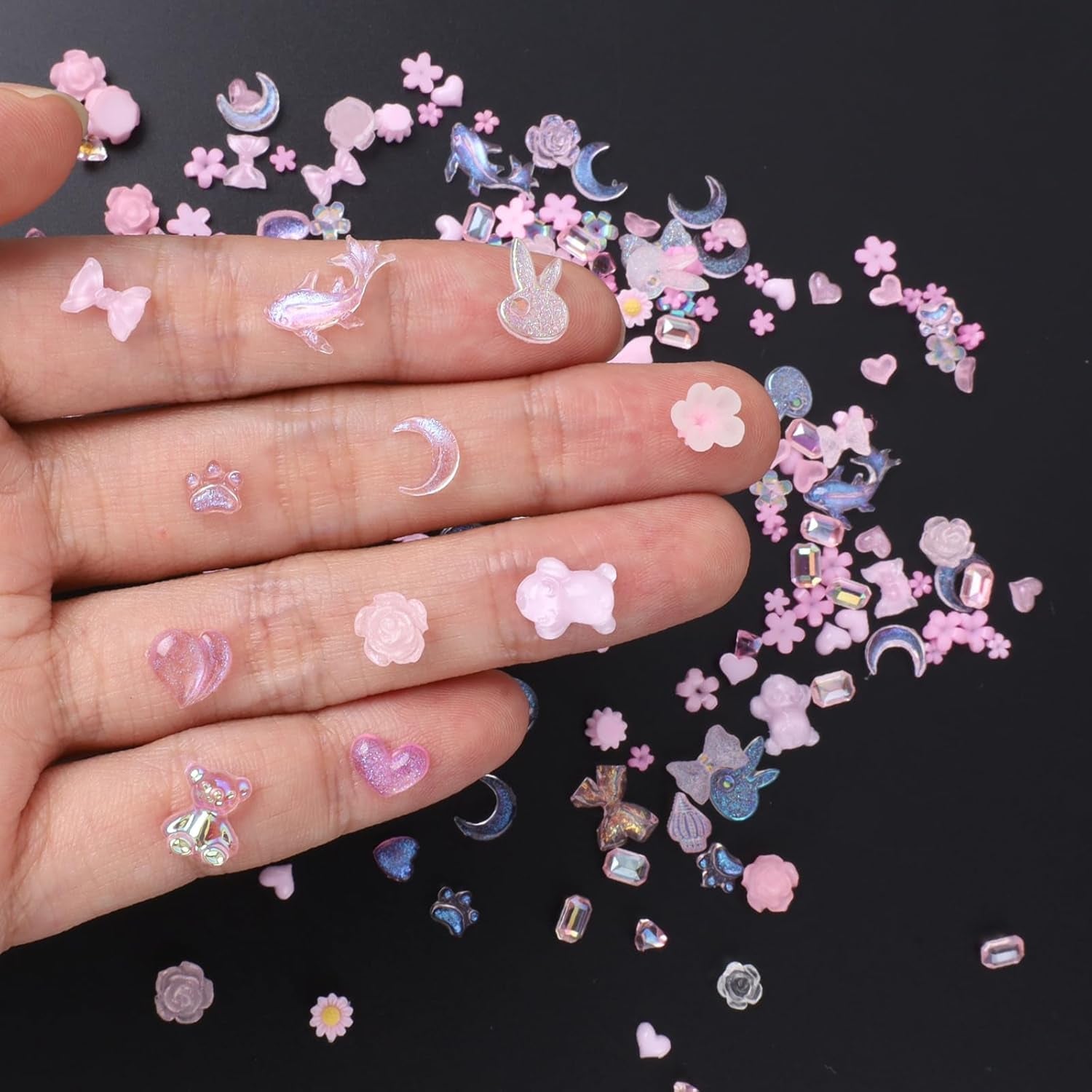 100 pz Ciondoli per unghie con fiocco Y2K 3D Resina Fiore Camelia Ciondoli per unghie Kawaii Strass Decorazioni per nail art, Modelli, Accessori artigianali fai-da-te (Rosa)