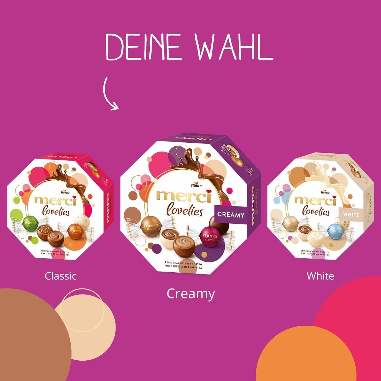 Merci Lovelies Creamy – 185 grammi – Mix di praline con specialità al cioccolato ripiene Naty Shop