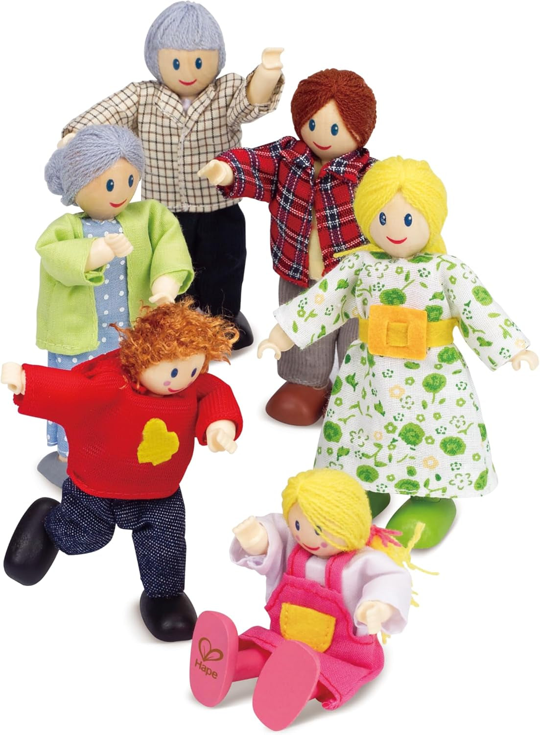Set casa delle bambole pluripremiato della famiglia di bambole Hape, accessori unici per casa delle bambole in legno, gioco fantasioso, 6 membri della famiglia di bambole, dai 3 anni in su