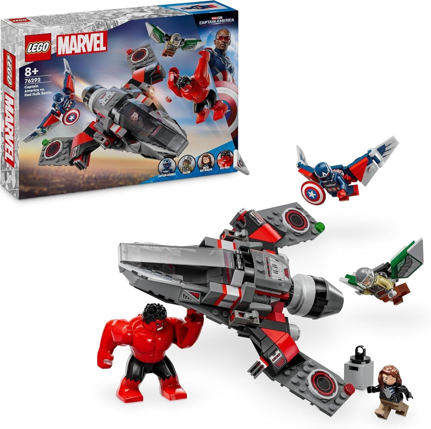LEGO Marvel Showdown tra Capitan America e Red Hulk Regalo per bambini Jet Set costruibile Giocattolo da supereroe per ragazzi e ragazze Avventura di 8 anni Giocattolo da costruzione 76292 Set da costruzione Besuche den LEGO-Store Titolo predefinito