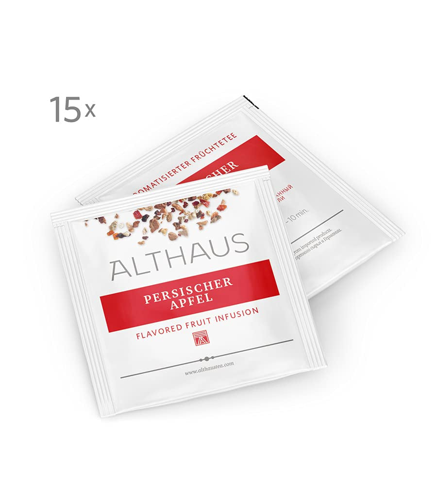 Althaus Tea PERSIAN APPLE ⋅ Tè alla frutta in bustine piramidali PYRA PACK ⋅ Tè alla frutta aromatizzato al gusto di mela ⋅ 15 X 2,75G
