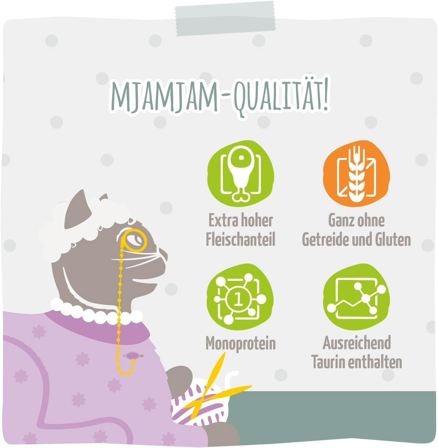 MjAMjAM - Cibo umido premium per gatti - Senior - pollo succoso, confezione da 6 (6 x 400 g), senza cereali
