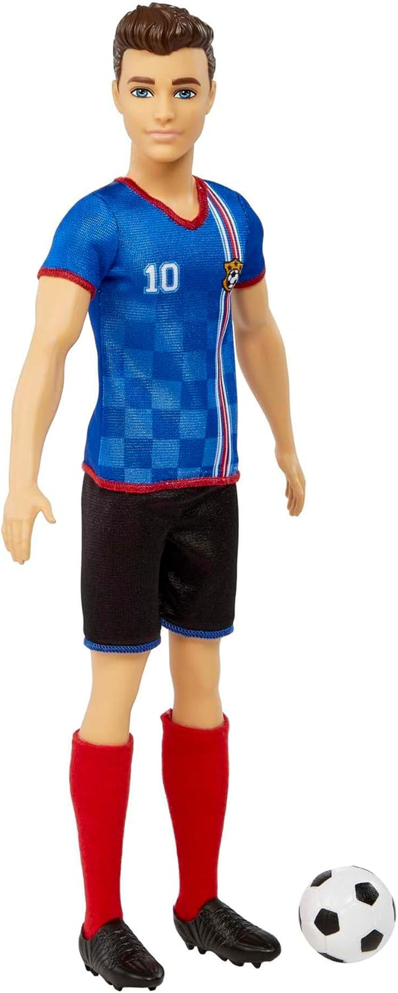 Barbie Serie You Can Be Anything bambola Ken calciatore capelli castani bambola Ken maglietta blu calcio 1X bambola Ken calciatore regalo per bambini 3 anni giocattoli Hcn15 Naty Shop Dolls