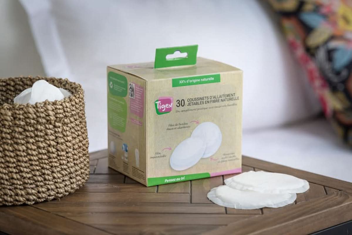 Coppette assorbilatte usa e getta | 94% materie prime di origine naturale | Con sacchetto in cotone biologico | 28 assorbenti Accessori Alimentazione e Allattamento Bebe Naty Shop