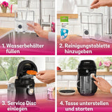 Bosch Tassimo Happy Friendly TAS107E Macchina per caffè a capsule, 70+ bevande, Adatta a tutte le tazze, Arresto automatico, Sostenibile, Dosaggio perfetto, Salvaspazio, 1400 W, Crema/Nero