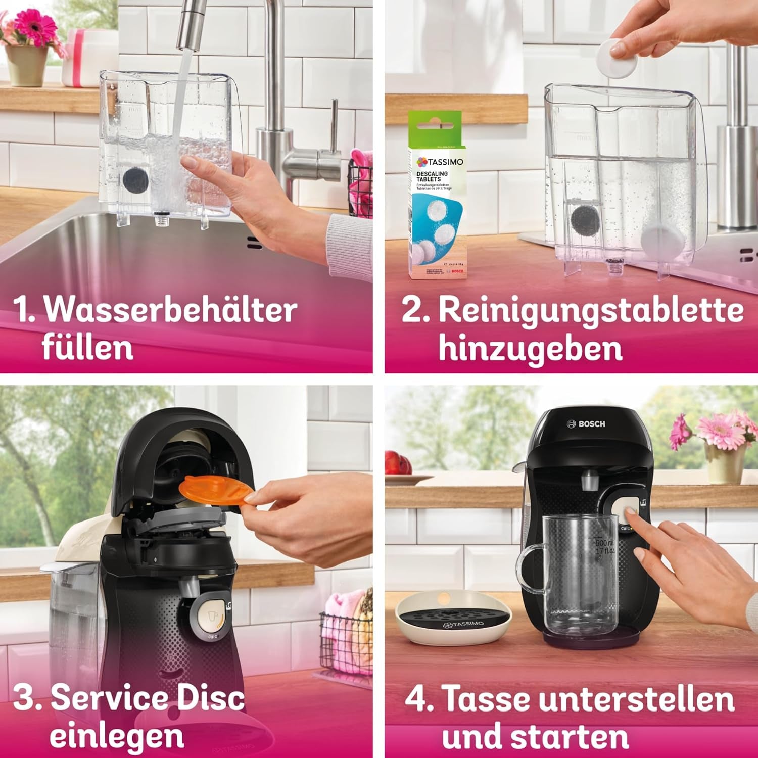Bosch Tassimo Happy Friendly TAS107E Macchina per caffè a capsule, 70+ bevande, Adatta a tutte le tazze, Arresto automatico, Sostenibile, Dosaggio perfetto, Salvaspazio, 1400 W, Crema/Nero