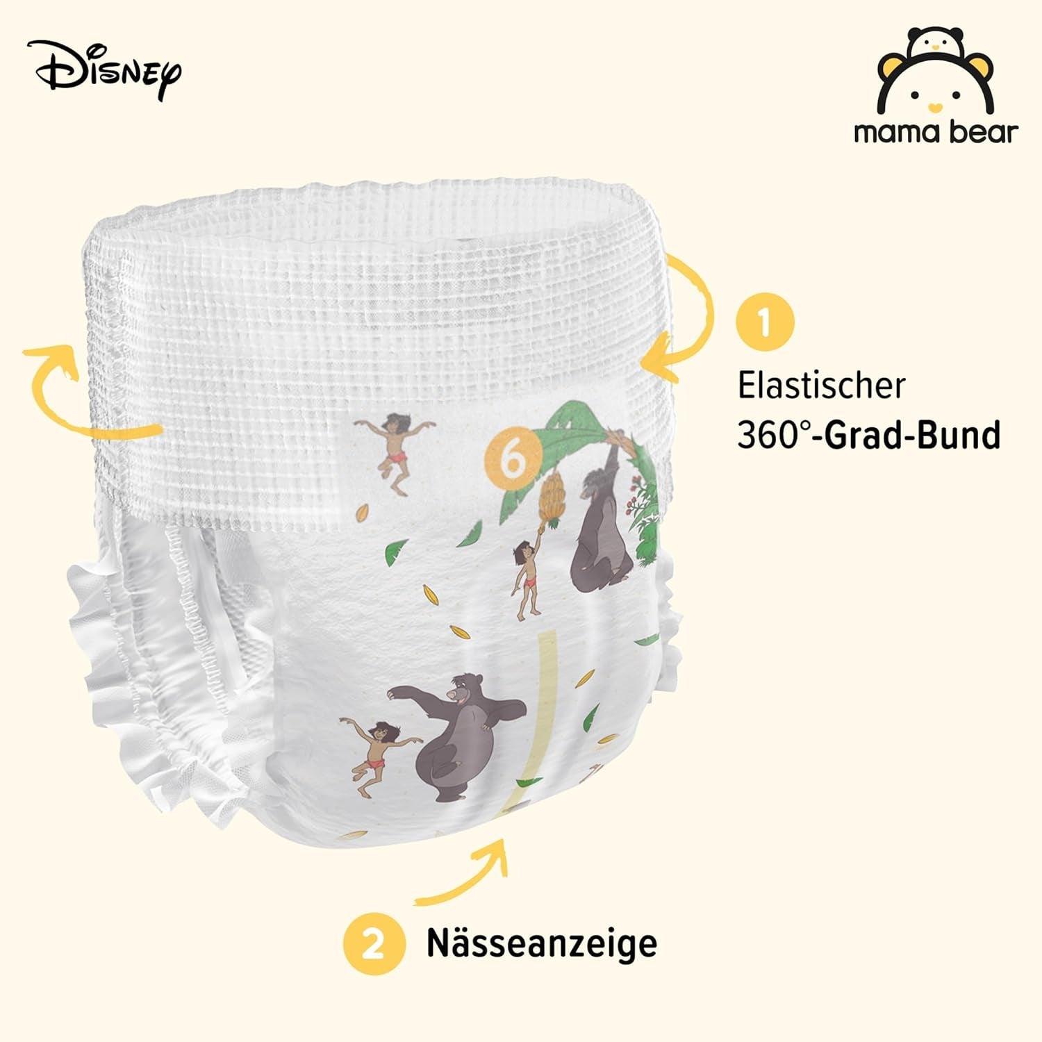 Marchio Amazon: Mama Bear Disney Taglia 6 (15+ kg) - Confezione mensile, Bianco, 120 pezzi (2 confezioni da 60)