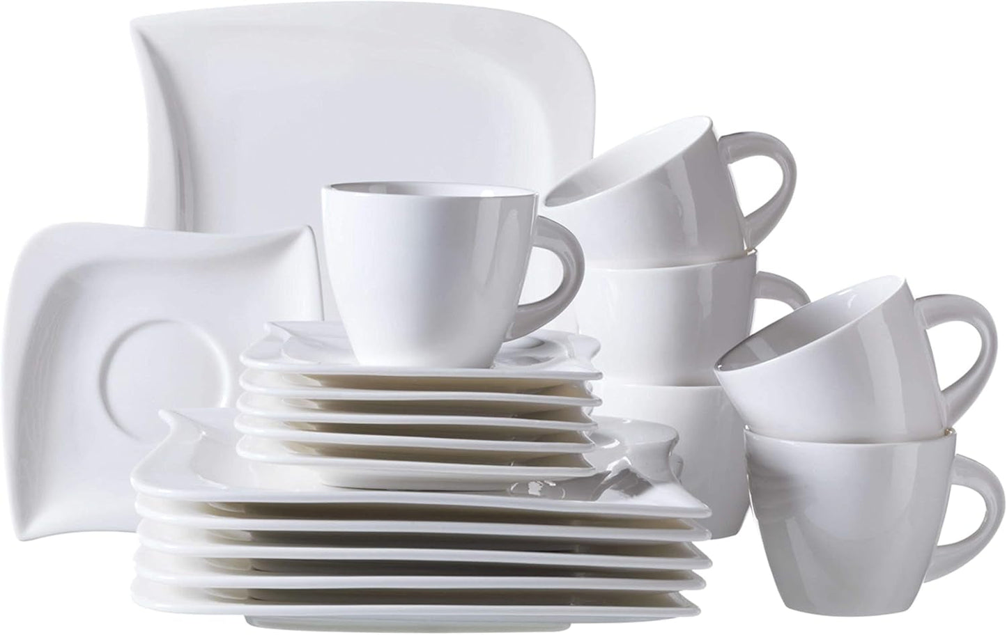 Verso de Mäser, Serie La Musica, Servizio da caffè 18 pezzi, Servizio da tavola in porcellana per 6 persone, 921172, Bianco